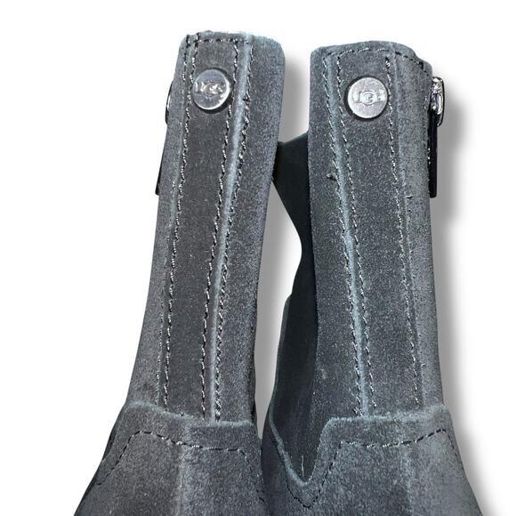 UGG Womens Breeda Suede Ankle Boots Mid Heel Zip Closure Almond Toe Black Sz 9 - Picture 8 of 16